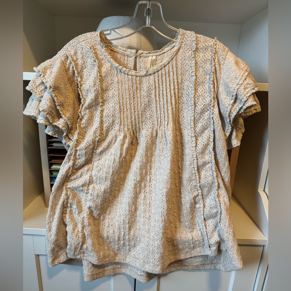 By Anthropologie Pintuck Lace Blouse